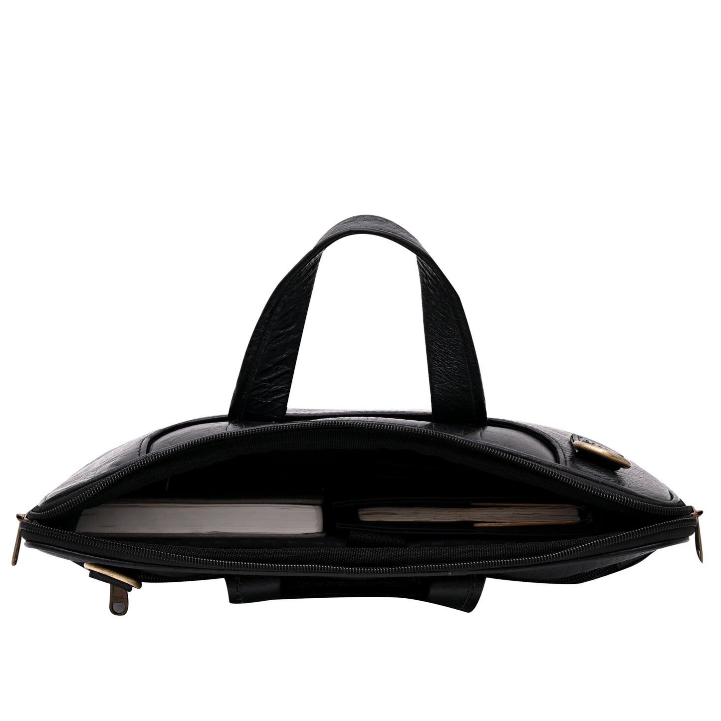Genuine Leather 15Inch Laptop Sleeve Bag Sleek Design Office Bag – Black Textured – Leather Laptop Bag – additional product photo | Leather Villa
