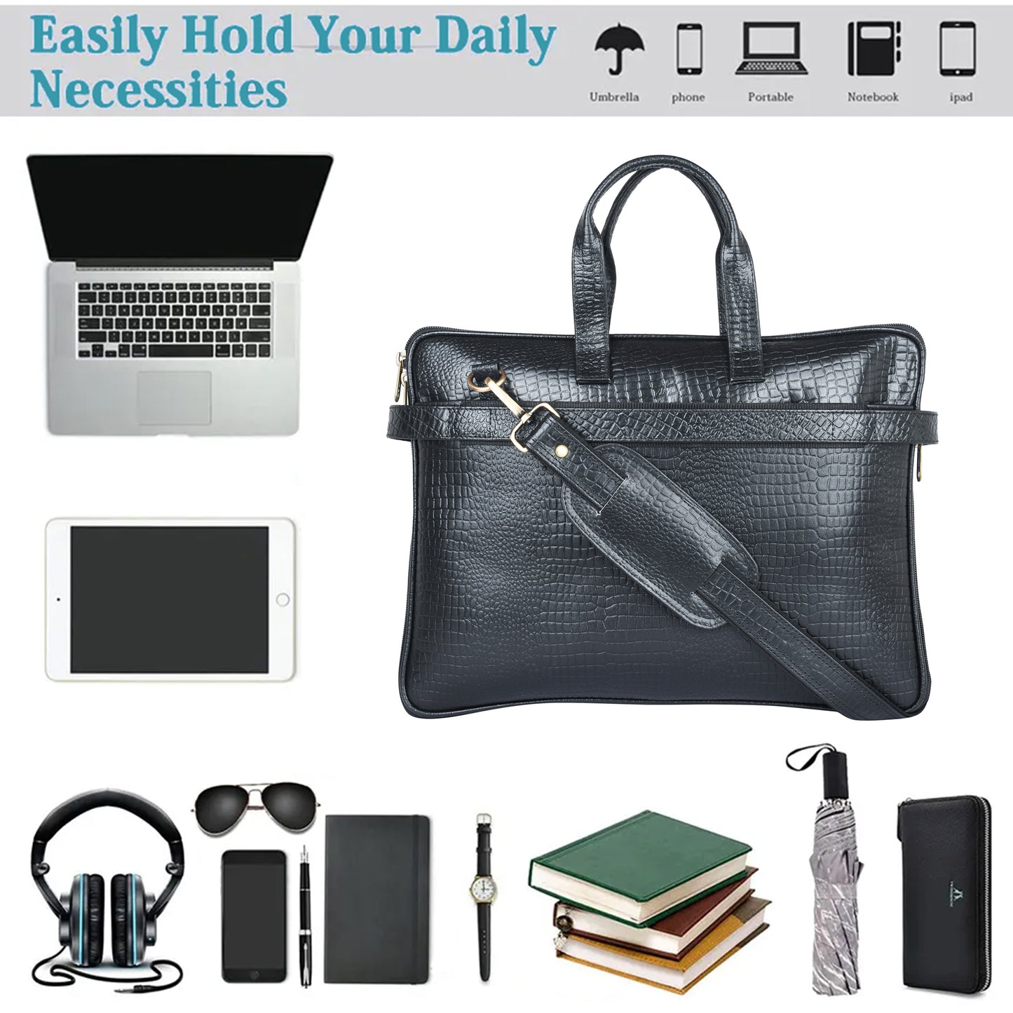 Genuine Leather Laptop/Office Bag for Men | Fits Upto 15.6 inch Laptop/MacBook | Leather Messenger/Sling Bag