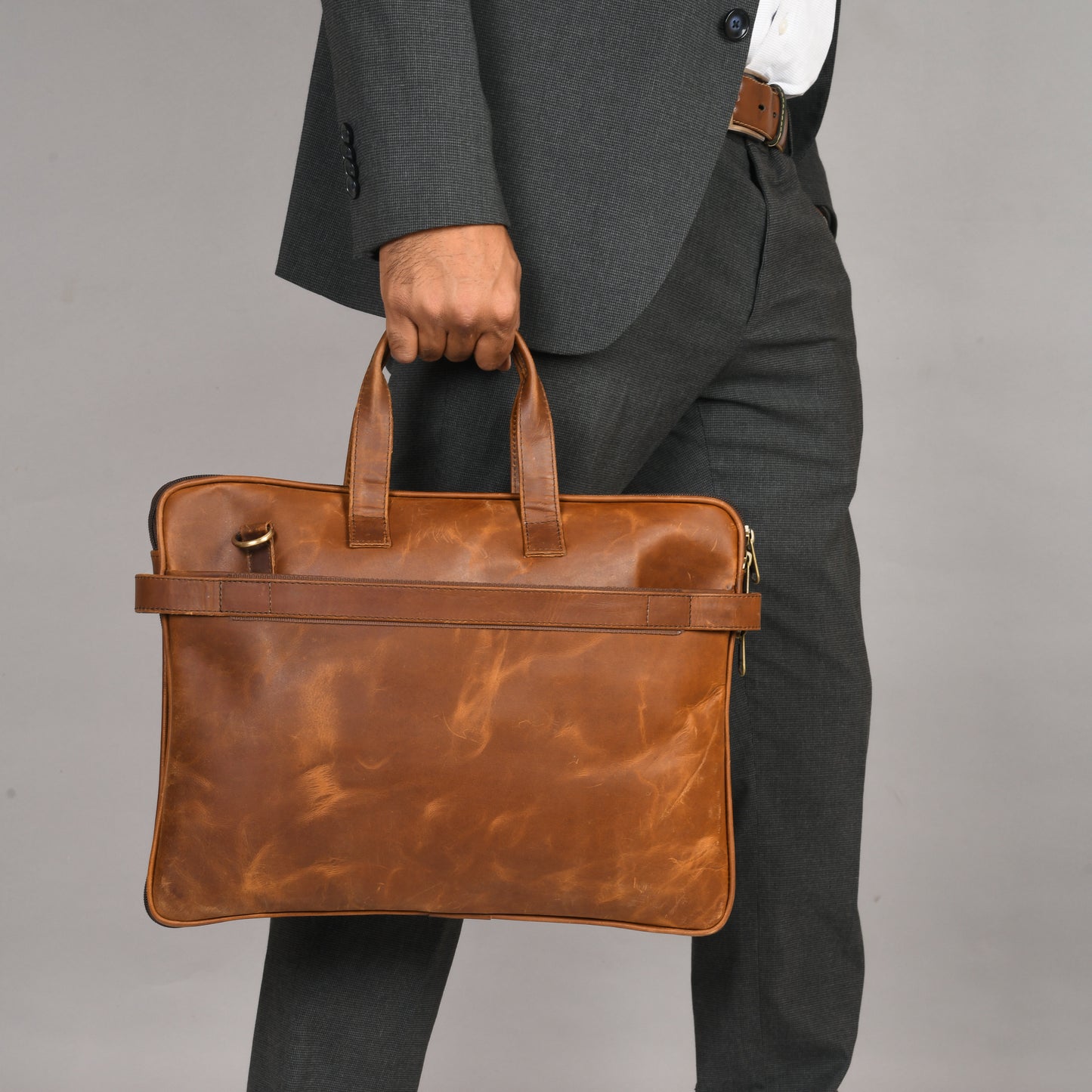 Genuine Leather Laptop/Office Bag for Men | Fits Upto 15.6 inch Laptop/MacBook | Leather Messenger/Sling Bag LV01Z