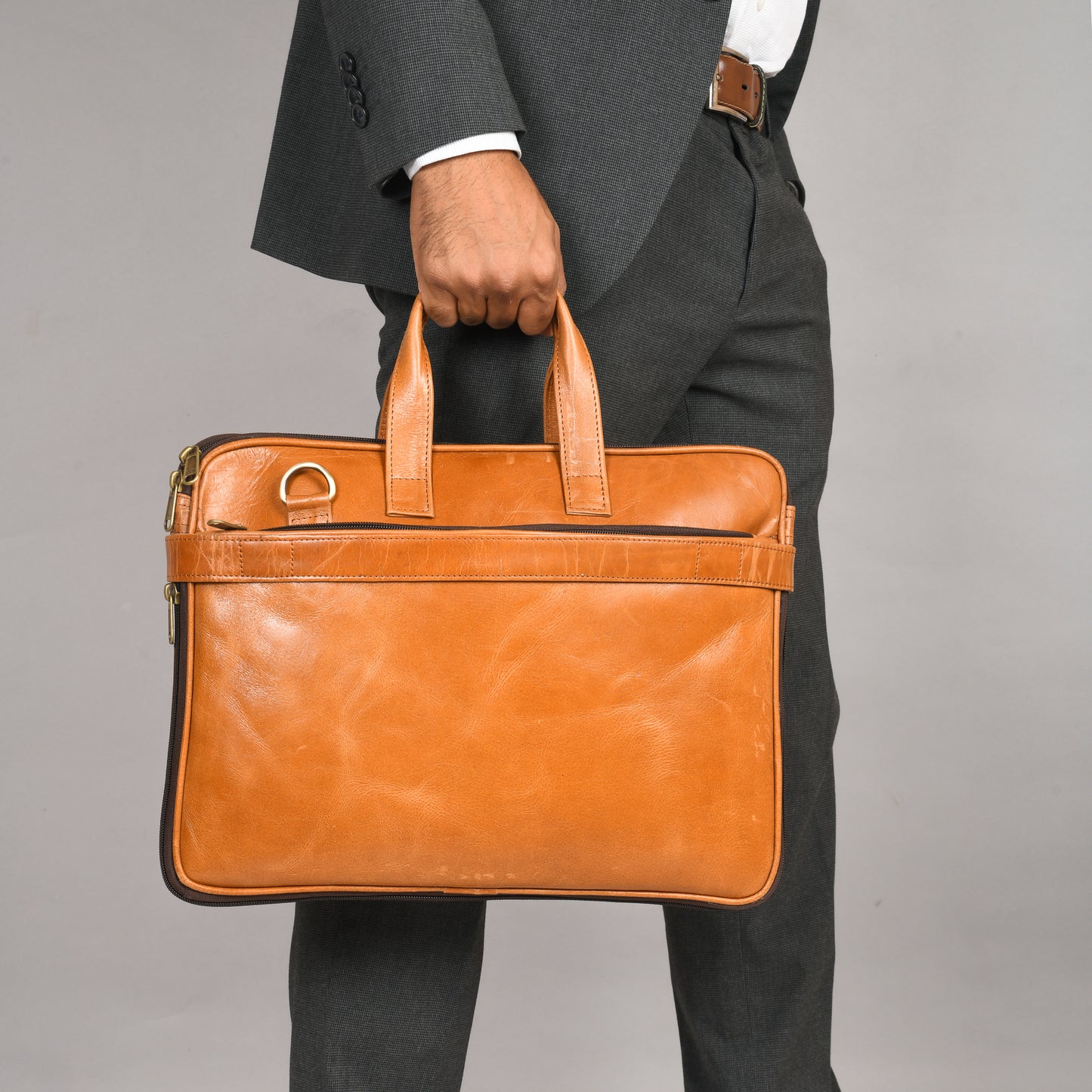 Genuine Leather Laptop/Office Bag for Men | Fits Upto 15.6 inch Laptop/MacBook | Leather Messenger/Sling Bag LV01F