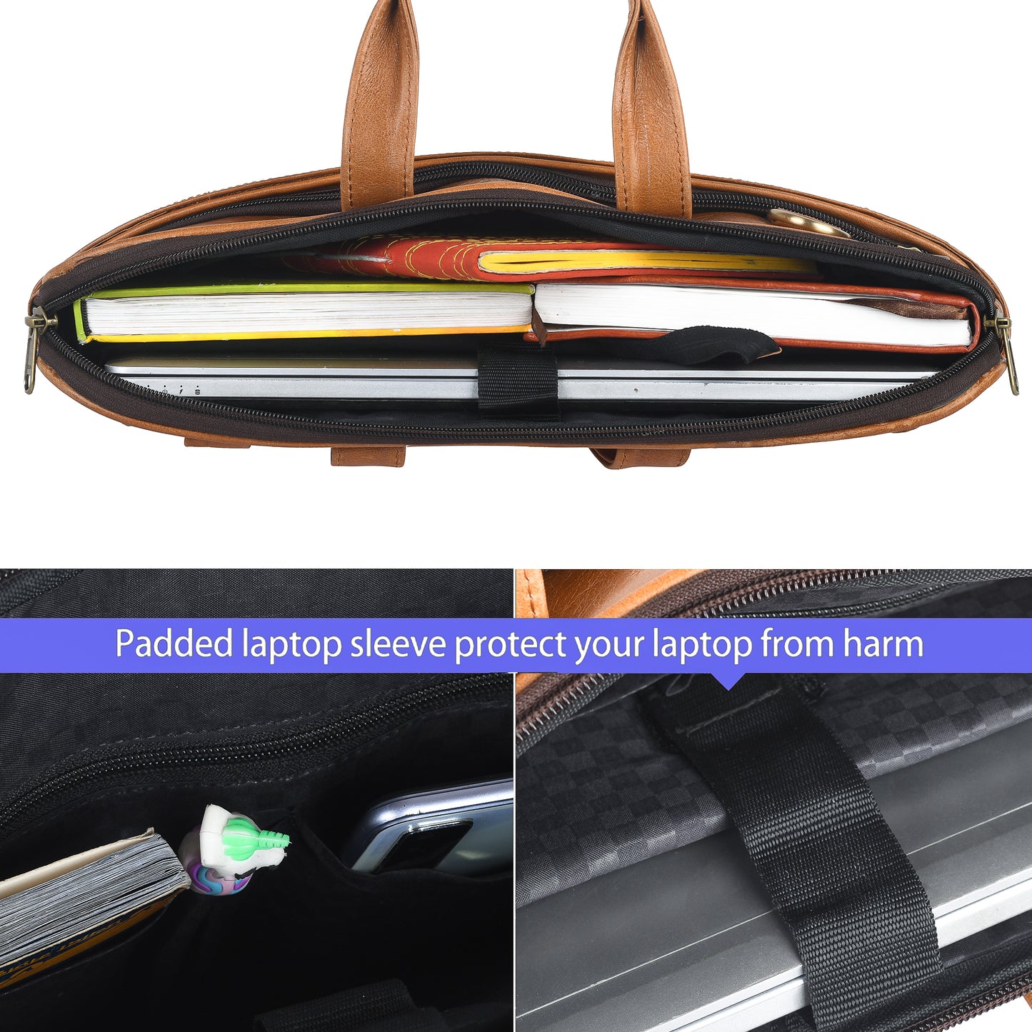 Genuine Leather Laptop/Office Bag for Men | Fits Upto 15.6 inch Laptop/MacBook | Leather Messenger/Sling Bag LV01F