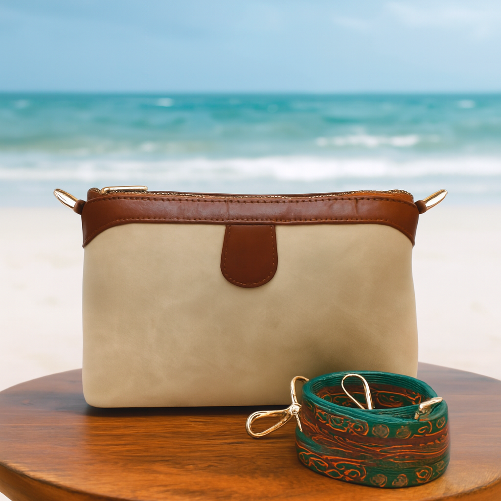Beige Sling Bag Crossbody Double Color Bag for Girls & Women – additional product photo | Leather Villa