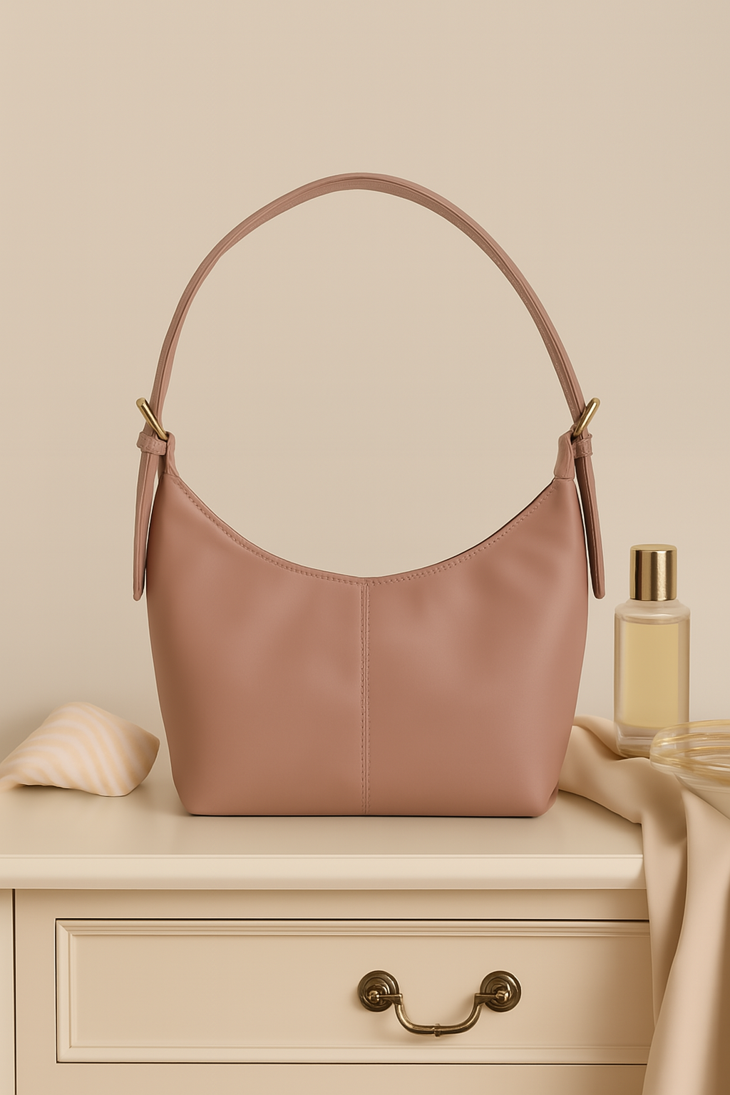 Shoulder Bag with Adjustable Strap for Girls & Women (DUSTY PINK) – Women's HandBag/Sling Bag – additional product photo | Leather Villa