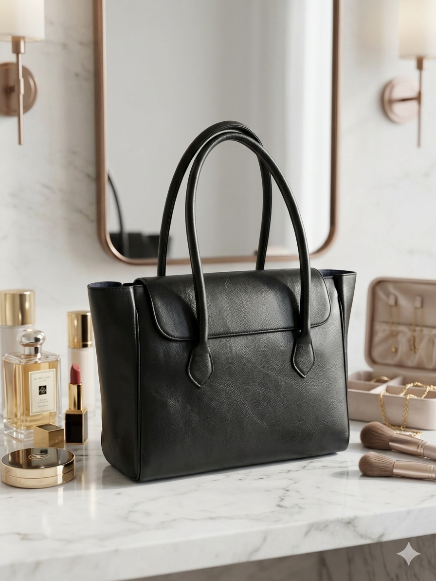 ARDAN Stylish Tote bag | Multitasker Trendy | Laptop compartment | Lightweight (Black)