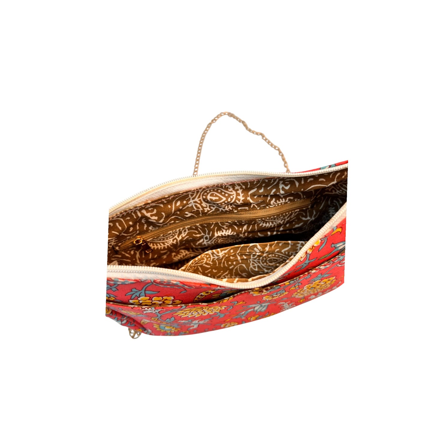 Ardan Pink Sling Bag In Floral Printed Cotton with Multiple Compartments & Pockets SKU69
