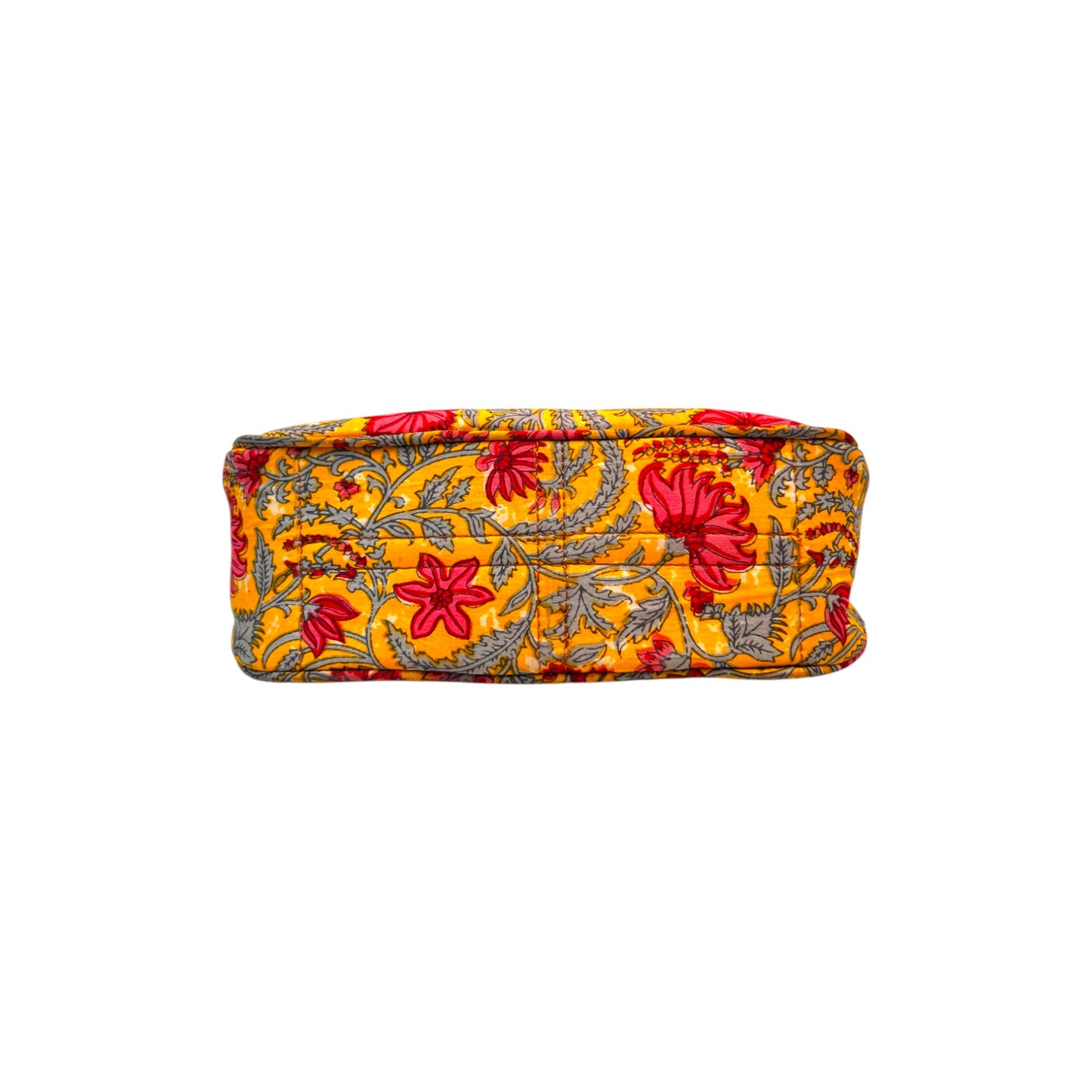 Ardan Yellow Sling Bag In Floral Printed Cotton with Multiple Compartments & Pockets SKU68