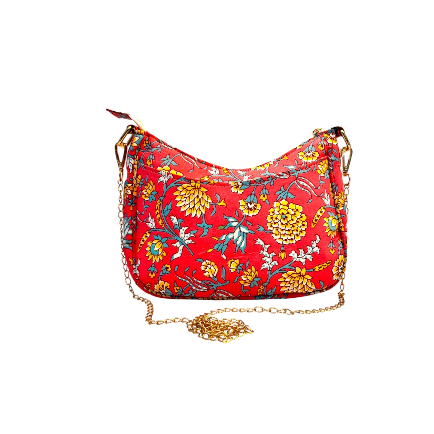 Ardan Pink Sling Bag In Floral Printed Cotton with Multiple Compartments & Pockets SKU69