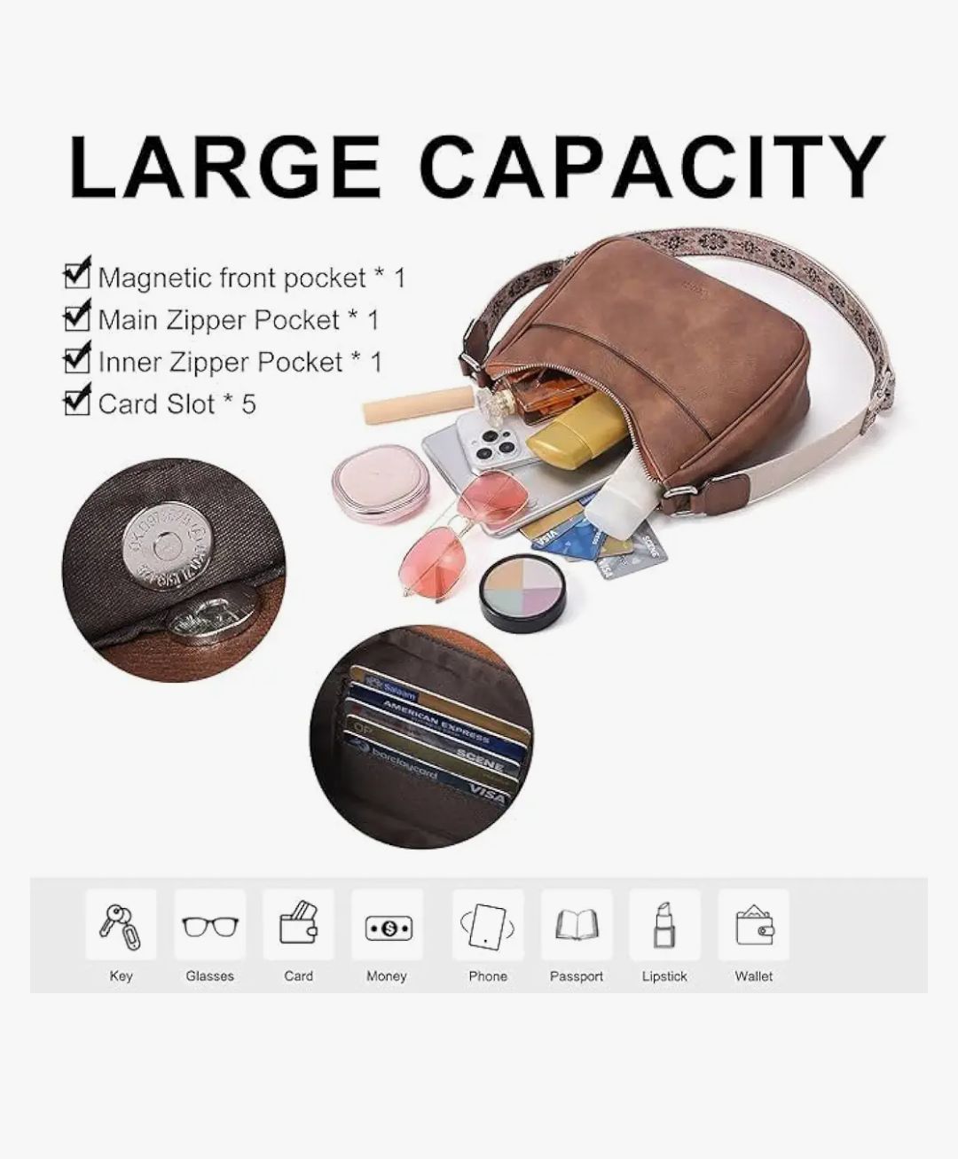 ARDAN Brown Vegan Leather Sling bag for Girls & Womens SKU01