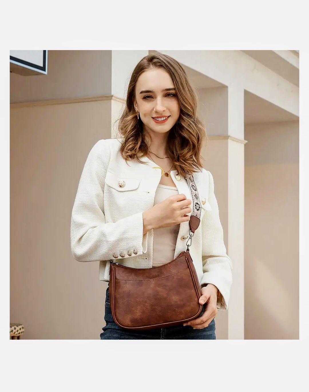 ARDAN Brown Vegan Leather Sling bag for Girls & Womens SKU01