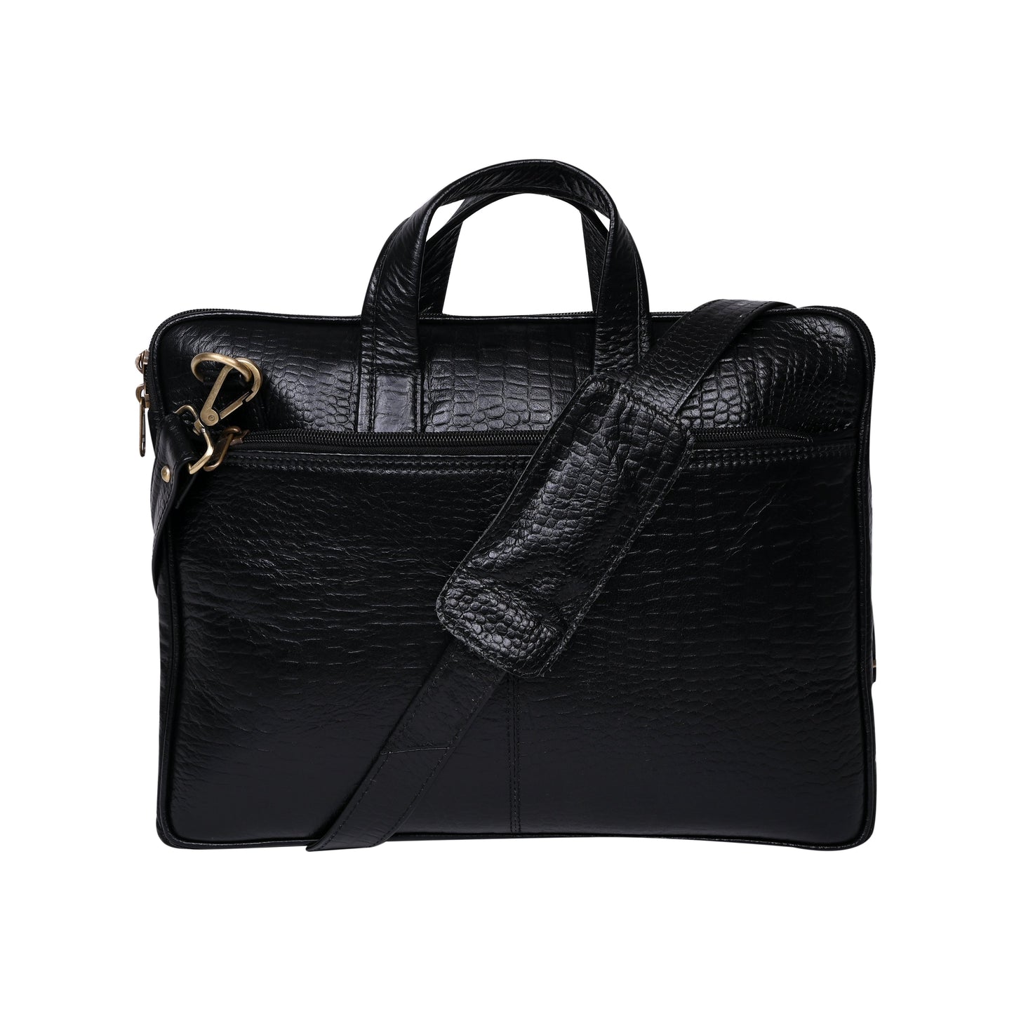 Genuine Leather 15Inch Laptop Sleeve Bag Sleek Design Office Bag – Black Textured – Leather Laptop Bag – additional product photo | Leather Villa