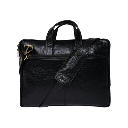 Genuine Leather 15Inch Laptop Sleeve Bag Sleek Design Office Bag – Black Textured – Leather Laptop Bag – additional product photo | Leather Villa
