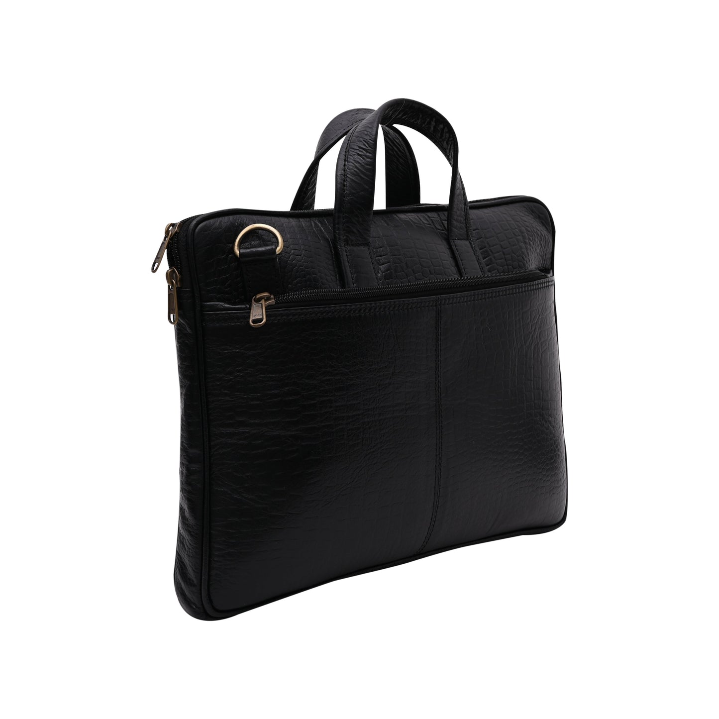Genuine Leather 15Inch Laptop Sleeve Bag Sleek Design Office Bag – Black Textured – Leather Laptop Bag – additional product photo | Leather Villa