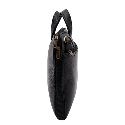 Genuine Leather 15Inch Laptop Sleeve Bag Sleek Design Office Bag – Black Textured – Leather Laptop Bag – additional product photo | Leather Villa