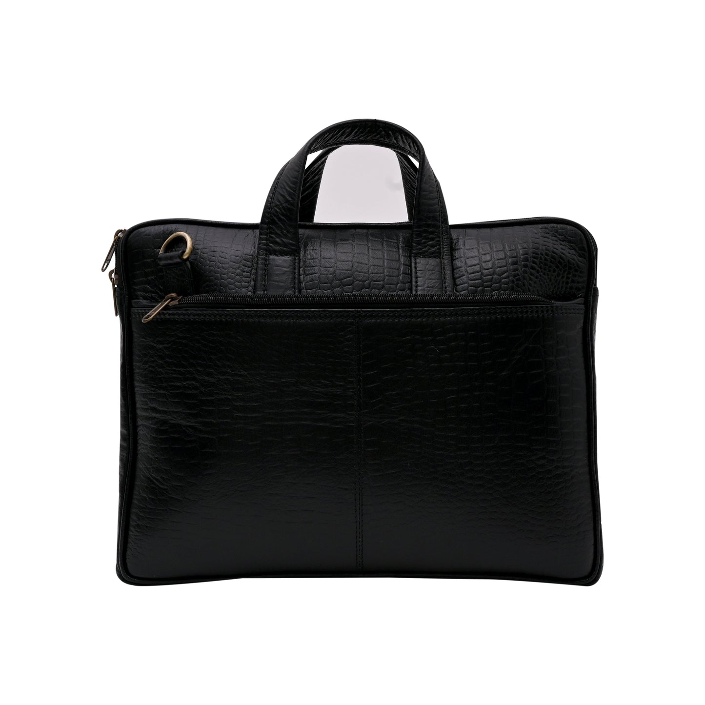Genuine Leather 15Inch Laptop Sleeve Bag Sleek Design Office Bag – Black Textured – Leather Laptop Bag – additional product photo | Leather Villa