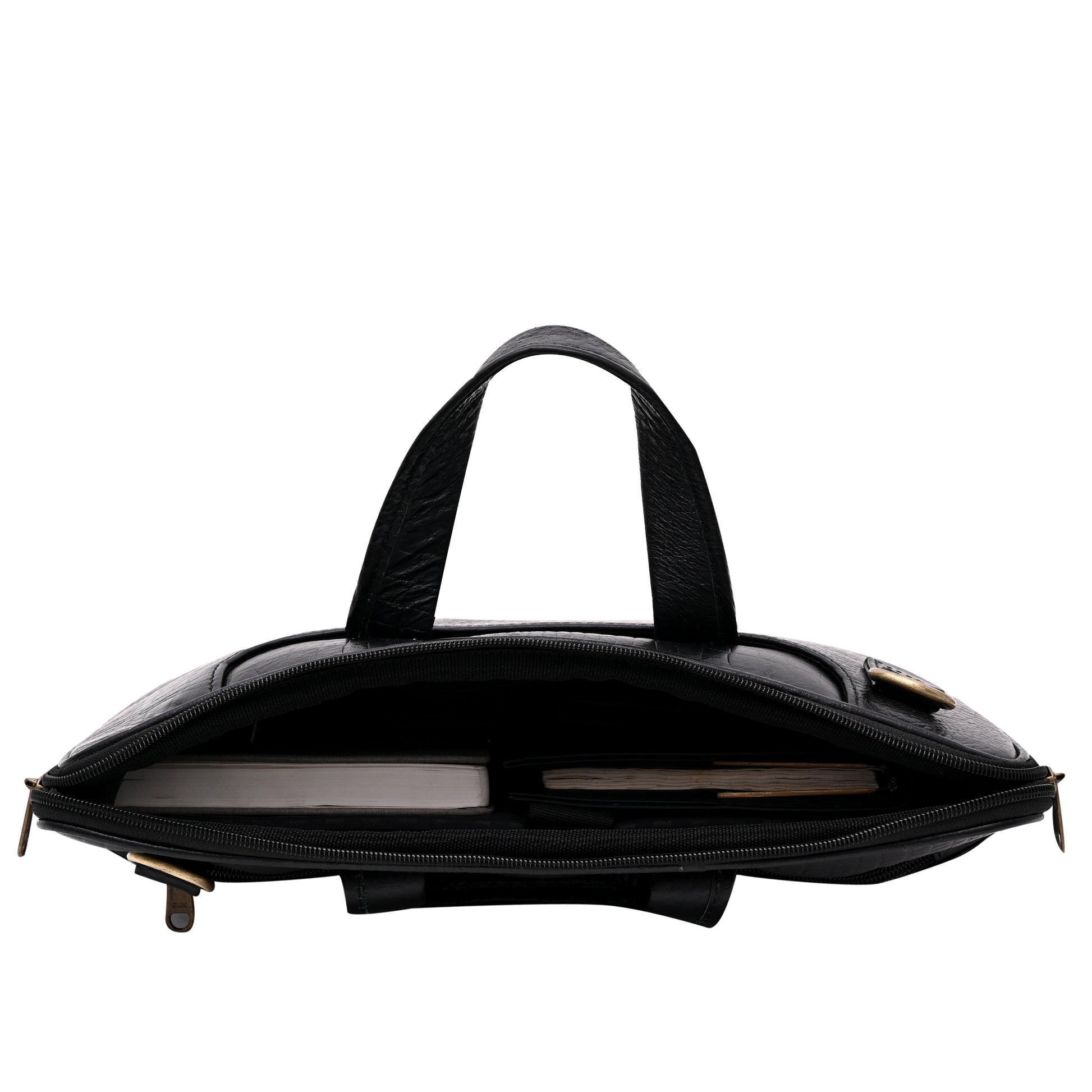 Genuine Leather 15Inch Laptop Sleeve Bag Sleek Design Office Bag – Black Textured – Leather Laptop Bag – additional product photo | Leather Villa