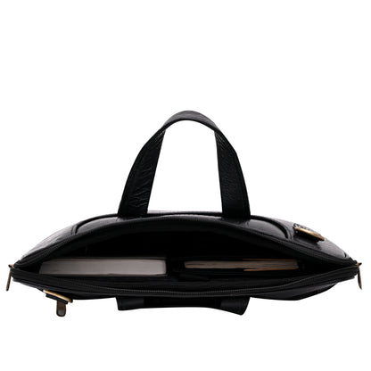 Genuine Leather 15Inch Laptop Sleeve Bag Sleek Design Office Bag – Black Textured – Leather Laptop Bag – additional product photo | Leather Villa