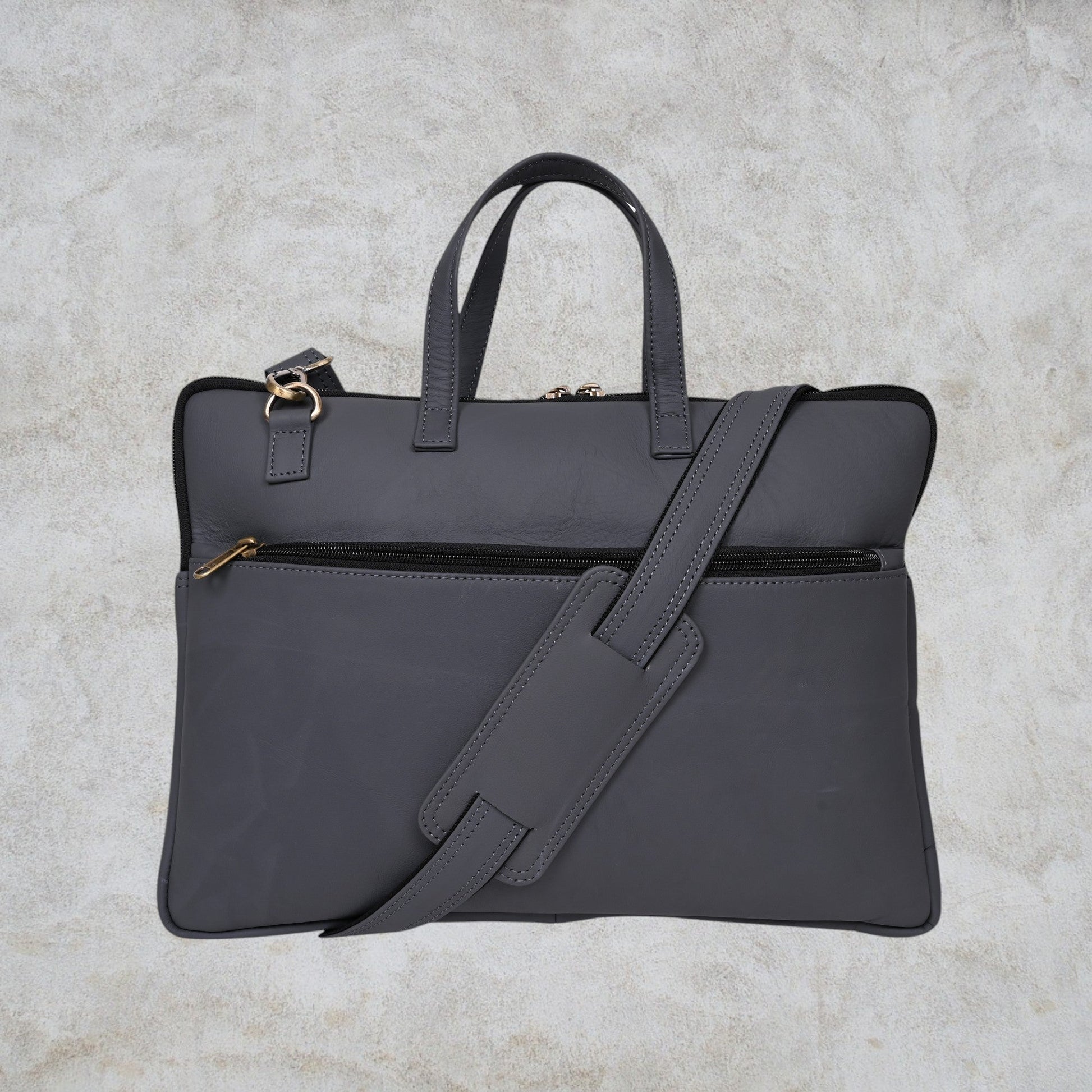 Genuine Leather 15Inch Laptop Sleeve Bag Sleek Design Office Bag – Grey – Leather Laptop Bag | Leather Villa