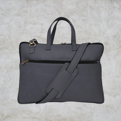 Genuine Leather 15Inch Laptop Sleeve Bag Sleek Design Office Bag – Grey – Leather Laptop Bag | Leather Villa