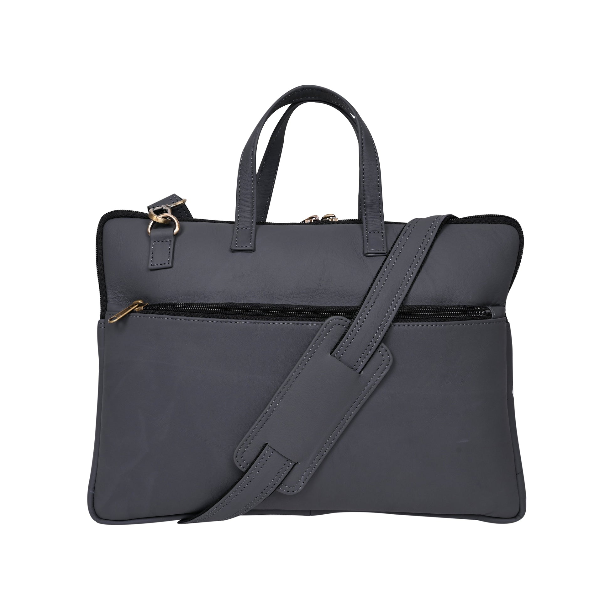 Genuine Leather 15Inch Laptop Sleeve Bag Sleek Design Office Bag – Grey – Leather Laptop Bag – additional product photo | Leather Villa