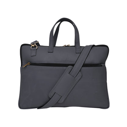 Genuine Leather 15Inch Laptop Sleeve Bag Sleek Design Office Bag – Grey – Leather Laptop Bag – additional product photo | Leather Villa