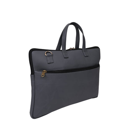 Genuine Leather 15Inch Laptop Sleeve Bag Sleek Design Office Bag – Grey – Leather Laptop Bag – additional product photo | Leather Villa