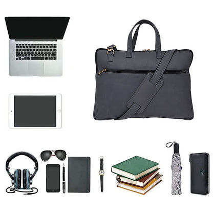 Genuine Leather 15Inch Laptop Sleeve Bag Sleek Design Office Bag – Grey – Leather Laptop Bag – additional product photo | Leather Villa