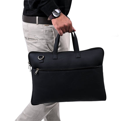 Genuine Leather 15Inch Laptop Sleeve Bag Sleek Design Office Bag – Black – Leather Laptop Bag – additional product photo | Leather Villa