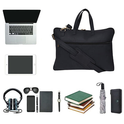 Genuine Leather 15Inch Laptop Sleeve Bag Sleek Design Office Bag – Black – Leather Laptop Bag – additional product photo | Leather Villa