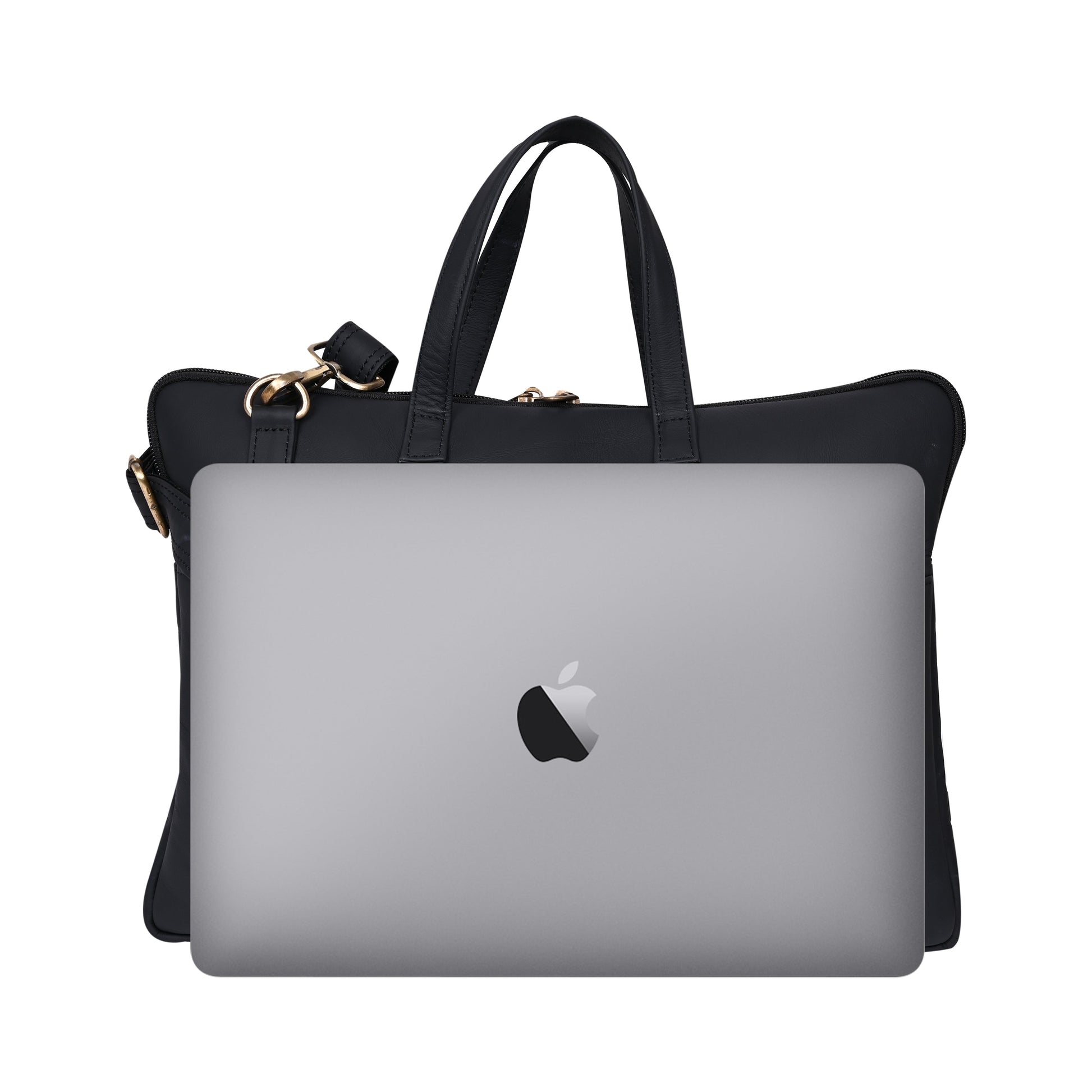 Genuine Leather 15Inch Laptop Sleeve Bag Sleek Design Office Bag – Black – Leather Laptop Bag – additional product photo | Leather Villa