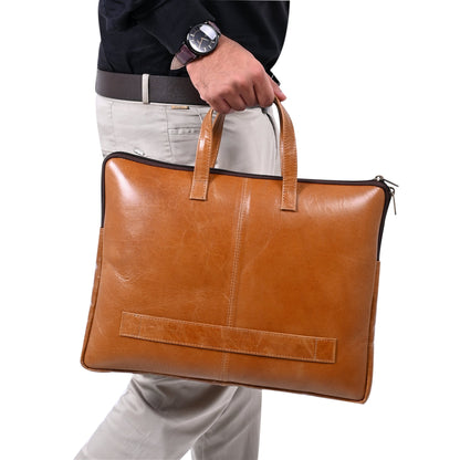Genuine Leather 15Inch Laptop Sleeve Sleek Design Bag – Brown – Leather Laptop Bag – additional product photo | Leather Villa