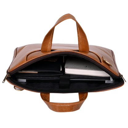 ARDAN Genuine Leather 15Inch Laptop Sleeve Bag Sleek Design Office Bag AL13A (Brown Color)