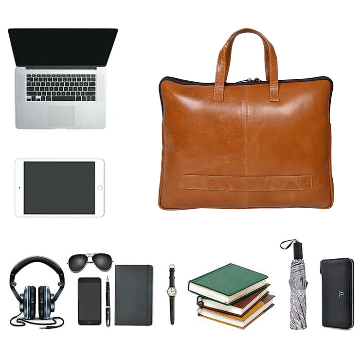 Genuine Leather 15Inch Laptop Sleeve Sleek Design Bag – Brown – Leather Laptop Bag – additional product photo | Leather Villa