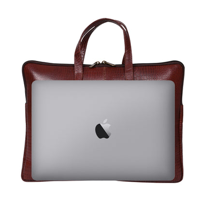 Genuine Leather 15Inch Laptop Sleeve Sleek Design Bag – Maroon – Leather Laptop Bag – additional product photo | Leather Villa