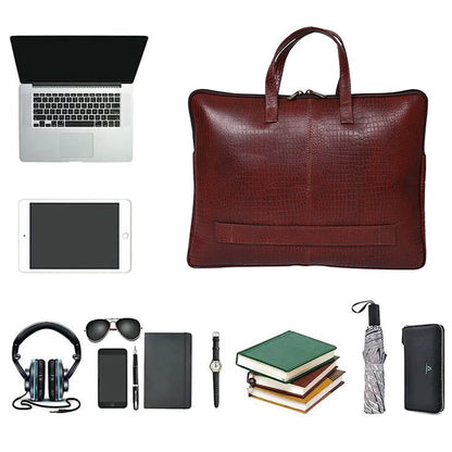 Genuine Leather 15Inch Laptop Sleeve Sleek Design Bag – Maroon – Leather Laptop Bag – additional product photo | Leather Villa