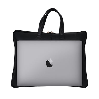 Genuine Leather 15Inch Laptop Sleeve Sleek Design Bag – Black – Leather Laptop Bag – additional product photo | Leather Villa