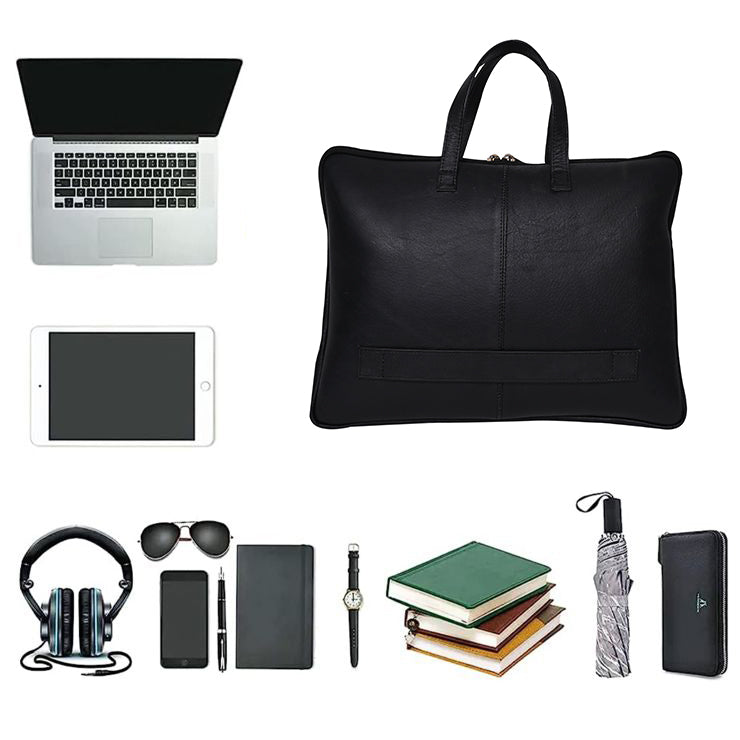 Genuine Leather 15Inch Laptop Sleeve Sleek Design Bag – Black – Leather Laptop Bag – additional product photo | Leather Villa