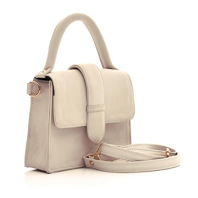 Genuine Leather Handbag/Sling Bag/Chic Bag For Girls - White - additional product photo | Leather Villa