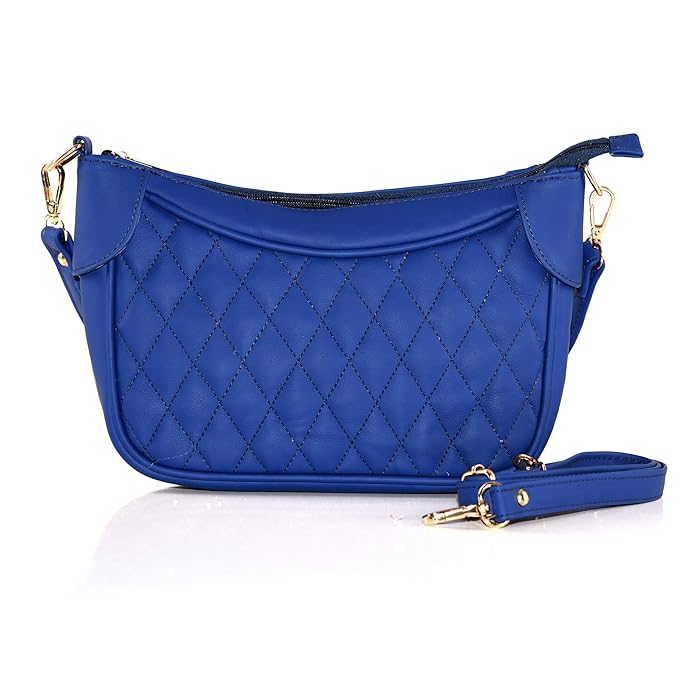 Luxury Genuine Leather Quilted Handbag/Sling Bag for Girls/Women/Ladies - Blue | Leather Villa