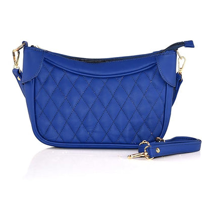 Luxury Genuine Leather Quilted Handbag/Sling Bag for Girls/Women/Ladies - Blue | Leather Villa