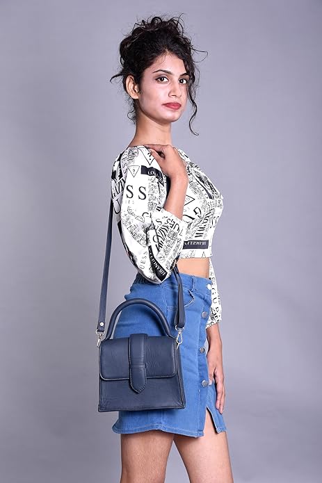 Genuine Leather Handbag/Sling Bag/Chic Bag For Girls - Grey - additional product photo | Leather Villa