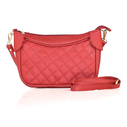 Luxury Genuine Leather Quilted Handbag/Sling Bag for Girls/Women/Ladies - Red | Leather Villa