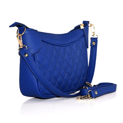 Luxury Genuine Leather Quilted Handbag/Sling Bag for Girls/Women/Ladies - Blue - additional product photo | Leather Villa
