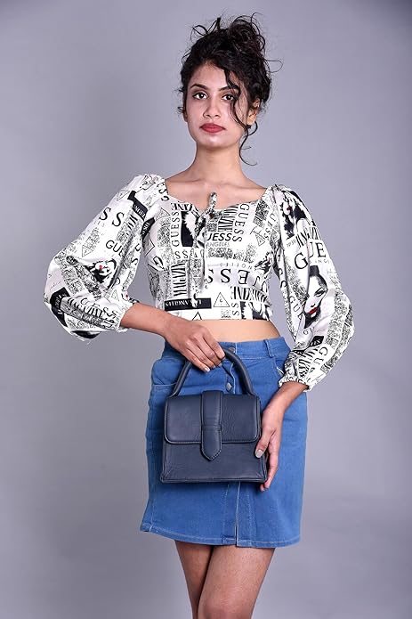 Genuine Leather Handbag/Sling Bag/Chic Bag For Girls - Grey - additional product photo | Leather Villa