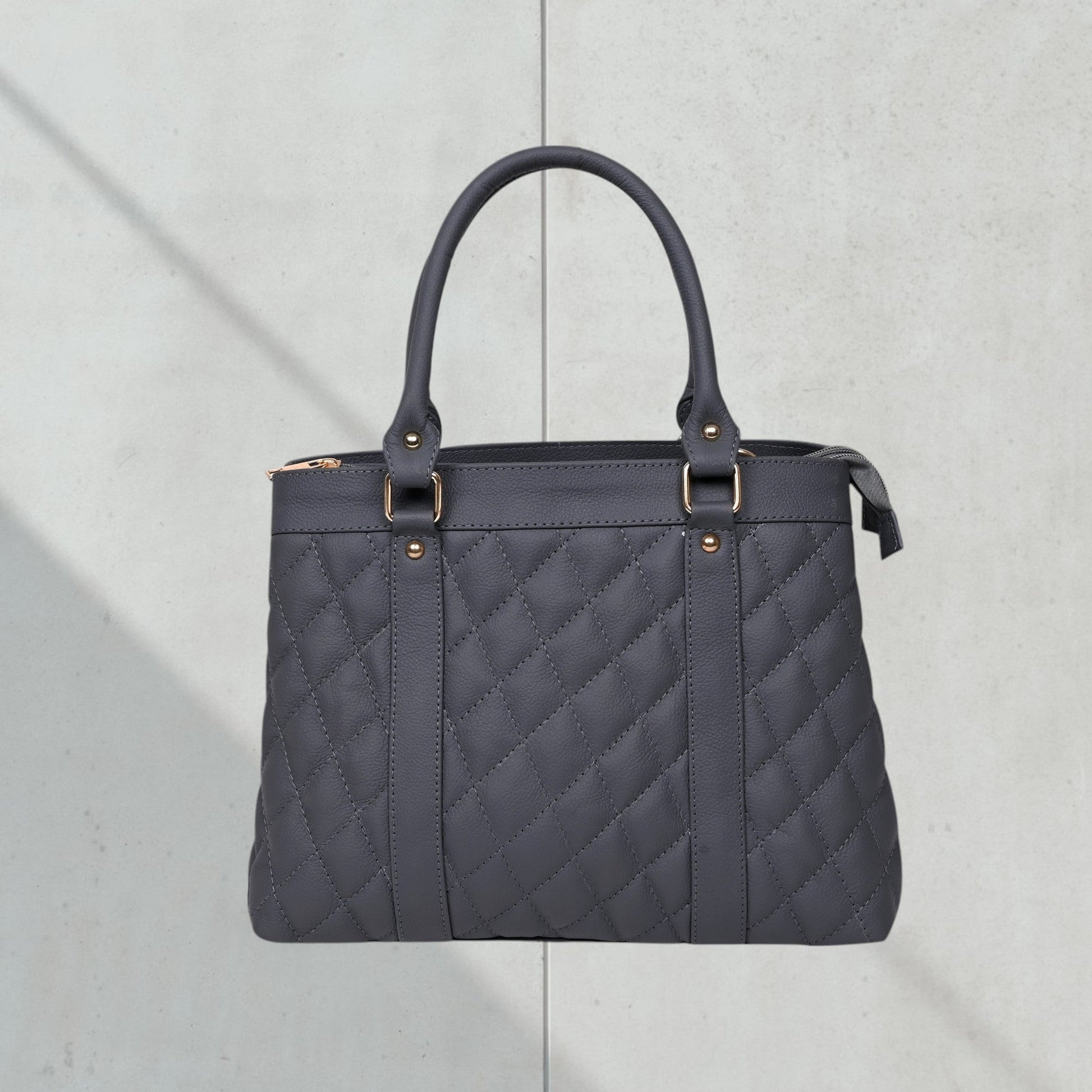 Luxury Genuine Leather Large Quilted Handbag/Sling Bag for Girls/Women/Ladies – Grey – Women's HandBag/Sling Bag | Leather Villa