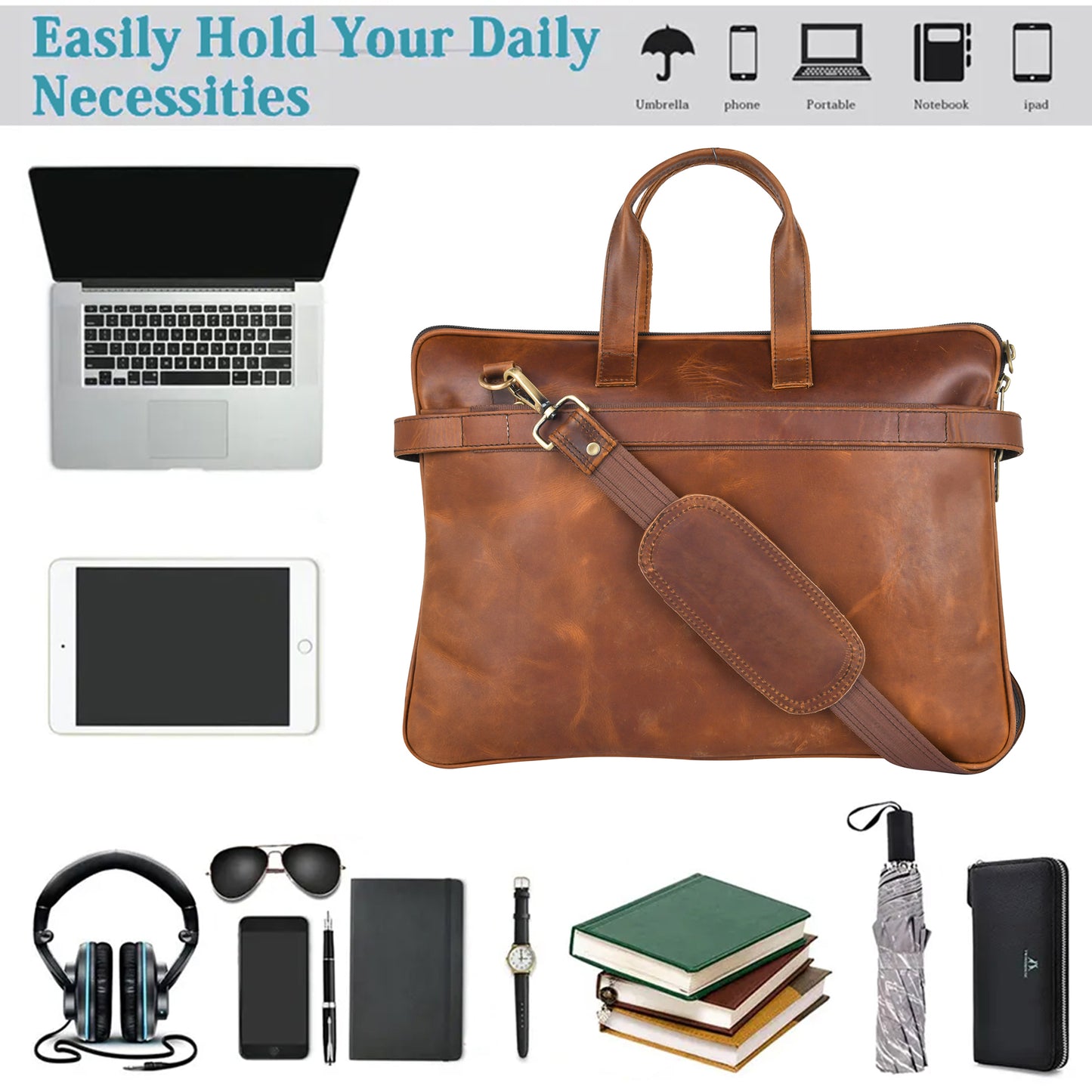 Ardan Genuine Leather Laptop/Office Bag for Men | Fits Upto 15.6 inch Laptop/MacBook LV01A