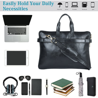Genuine Leather Laptop/Office Bag for Men – Black – Leather Laptop Bag – additional product photo | Leather Villa