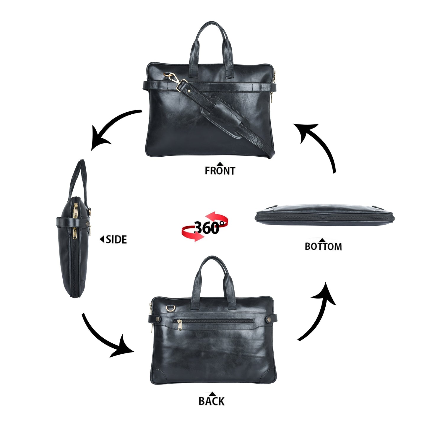 Genuine Leather Laptop/Office Bag for Men – Black – Leather Laptop Bag – additional product photo | Leather Villa