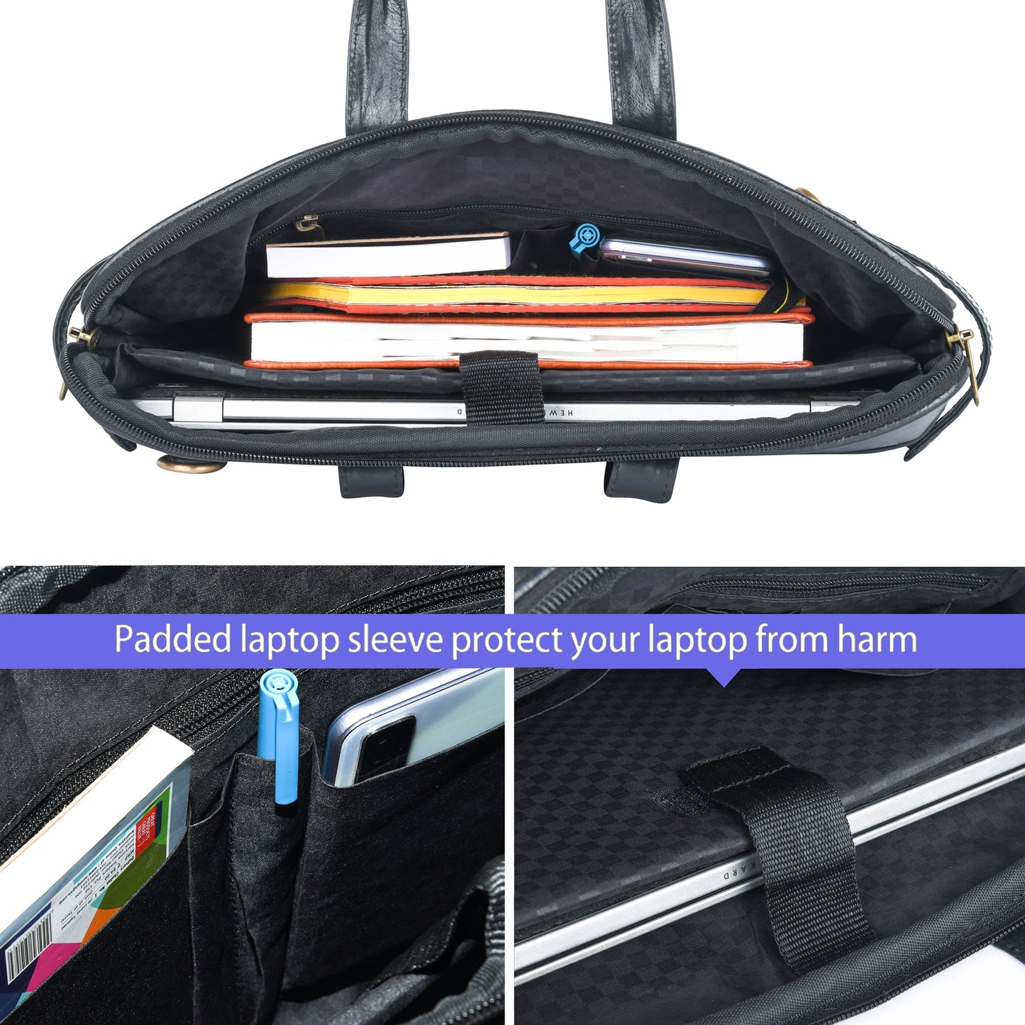 Genuine Leather Laptop/Office Bag for Men – Black – Leather Laptop Bag – additional product photo | Leather Villa