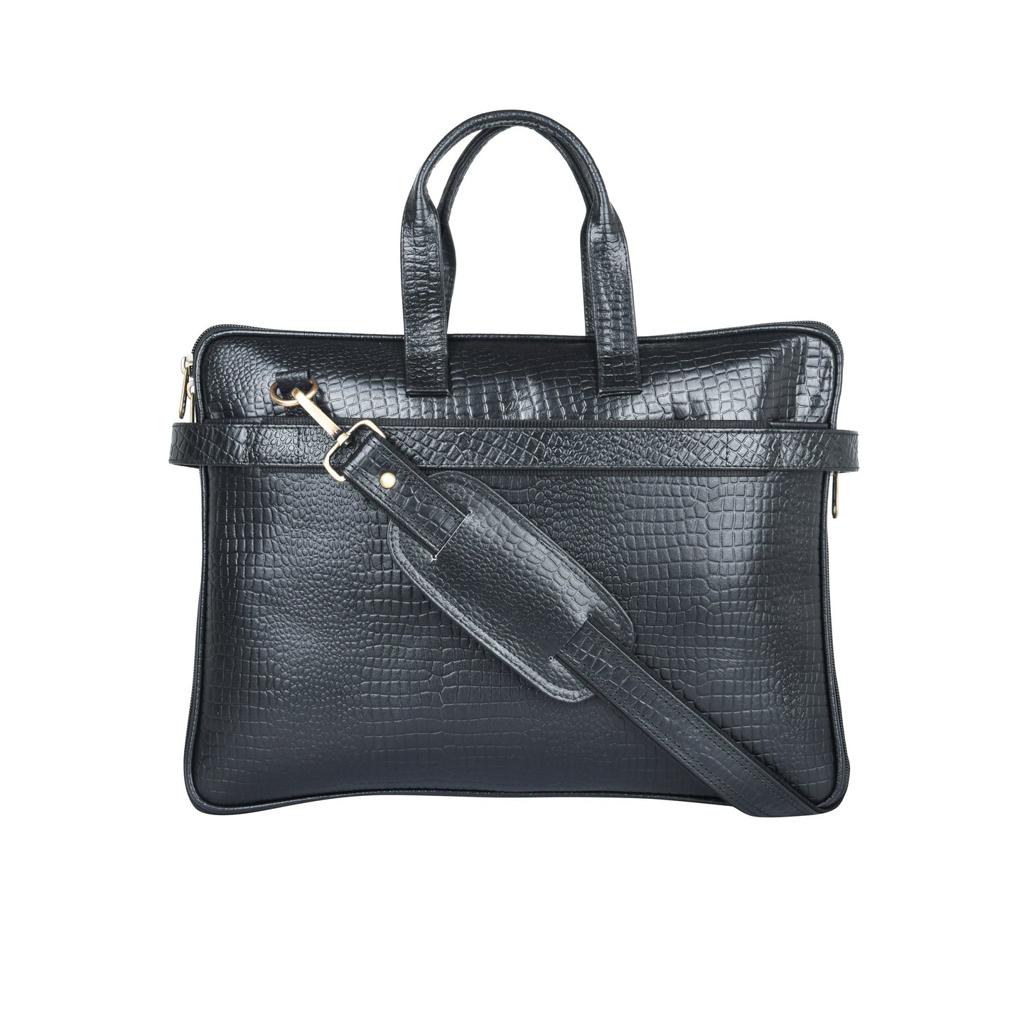 Genuine Leather Laptop/Office Bag for Men – Black Textured – Leather Laptop Bag – additional product photo | Leather Villa