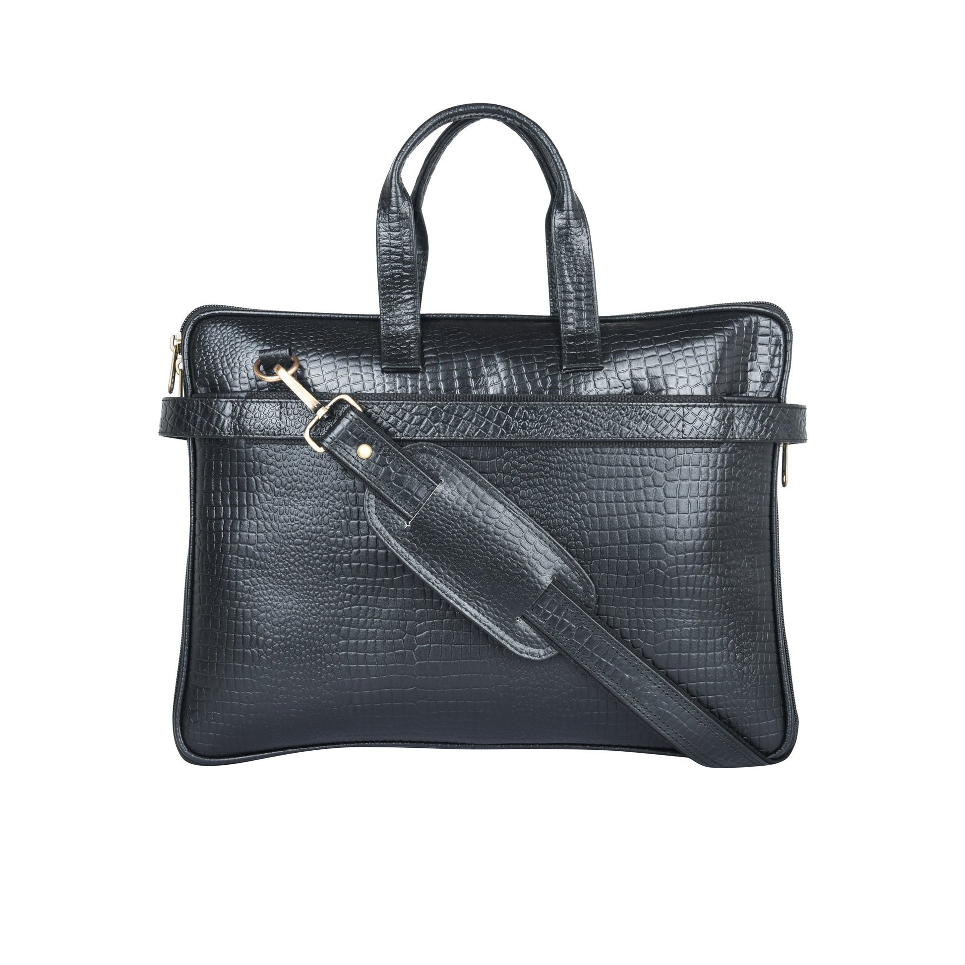 Genuine Leather Laptop/Office Bag for Men – Black Textured – Leather Laptop Bag – additional product photo | Leather Villa